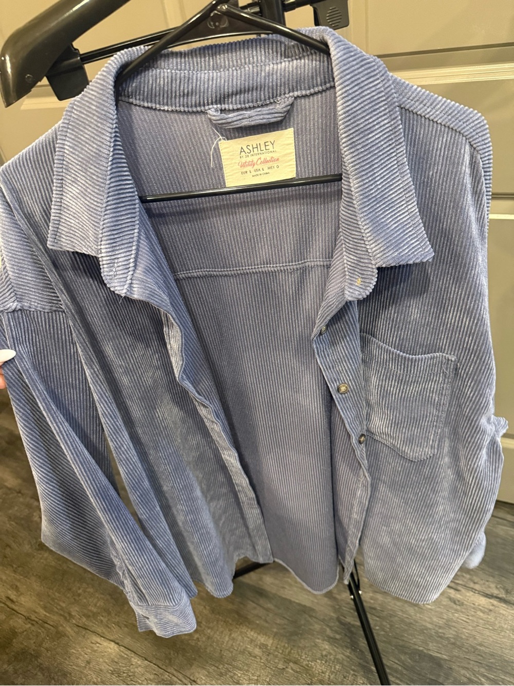 Ashley By 26 International Light blue Lavender Corduroy Button-Down Shirt